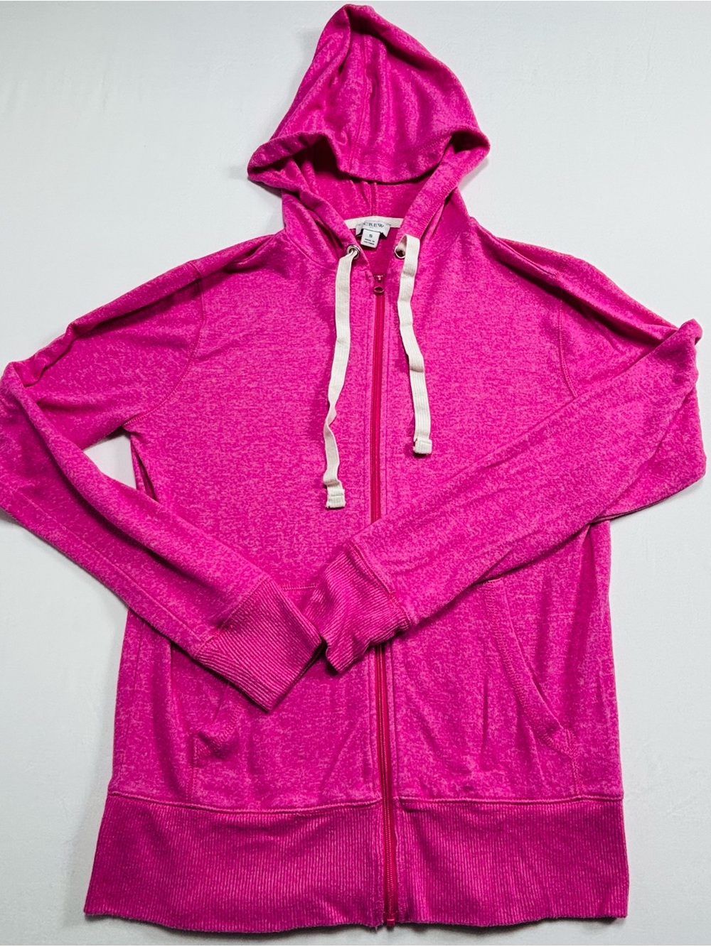 Pink Full-Zip Hoodie with Drawstrings